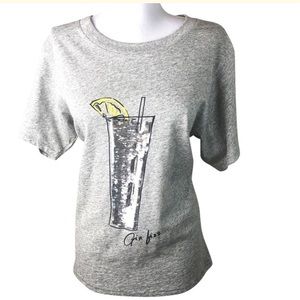 NWT J Crew Gin Fizz Sequin Graphic Tee L